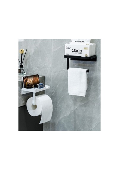 Tuvalet Kağıdı Askılığı - Raflı Ve Yapışkanlı - Matkapsız Banyo Aksesuarı Belirtilmemiş