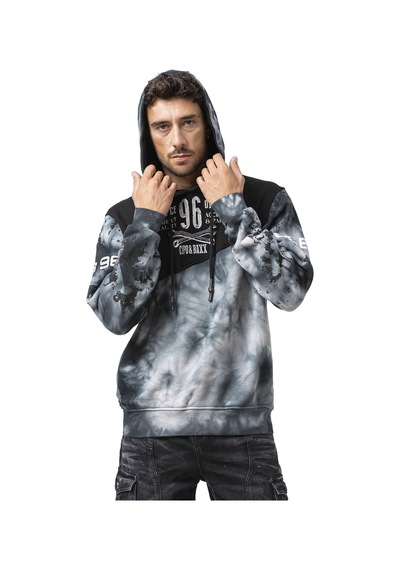 Cipo & Baxx Cl593 Erkek Hoodie Sweatshirt Modern Baskılı, Kapüşonlu, Rahat Kesim Sweatshirt Siyah