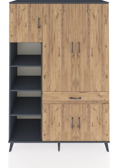 Hyperion Dolap 8 Raflı Tek Çekmeceli 5 Kapaklı 132x44x195 Antrasit-çam/çam Atlas Çam/atlas Çam Hyperion Dolap 8 Raflı Tek Çekmeceli 5 Kapaklı 132x44x195 Antrasit-çam/çam Atlas Çam/atlas Çam