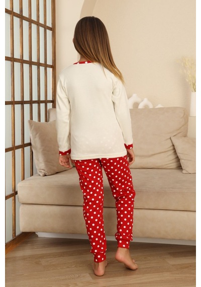 Miniğimin Cicileri Mnn Puantiye Baskılı Kız Çocuk Pijama Takı... Beyaz