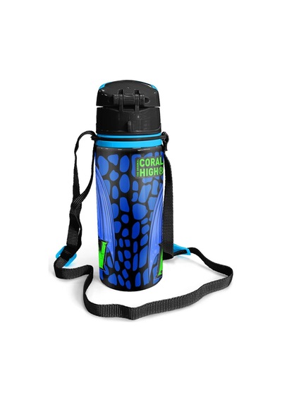 Coral High Kids Siyah Saks Ejderha Desenli Pipetli Alüminyum Matara 600 Ml 11942