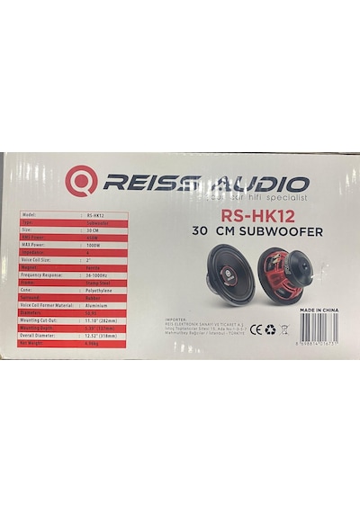 Reıss Audıo Rs-hk12 30cm Subwoofer 1000wat 450rms Kabinsiz