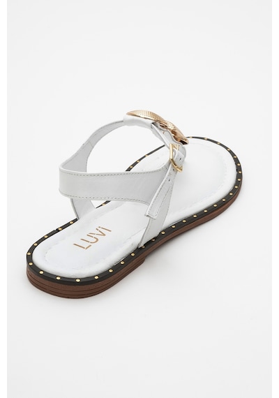 Luvishoes Luvi Shoes Helen Beyaz Hakiki Deri Parmak Arası Gold Tokalı Kadın Sandalet Beyaz Luvishoes Luvi Shoes Helen Beyaz Hakiki Deri Parmak Arası Gold Tokalı Kadın Sandalet Beyaz