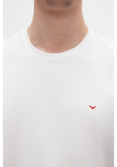 D's Damat Ds Damat Regular Fit Ekru Düz Nakışlı %100 Pamuk T-shirt 4hc140632006m Ekru
