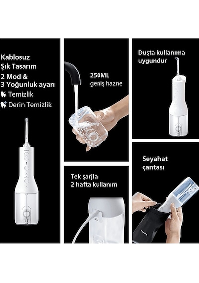 Sonicare Power Flosser 3000 Ağız Duşu Kablosuz, Yedek Başlık - Beyaz Hx3826/31