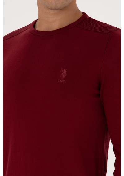 U.S. Polo Assn. Erkek Slim Fit Bisiklet Yaka Bordo Basic Kazak 50307779-VR014