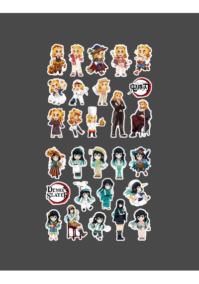 Demon Slayer-kyōjurō Rengoku-muichiro Tokito-parlak Kağıt -2li Sticker Set-etiket-kimetsu No Yaiba Karışık