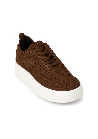 Deery Kadın Kahverengi Örgülü Sneaker Ayakkabı - K0046zkhvm01