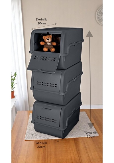 Technow Motek Mt-40 S-box 8 Litre 3'lü Çok Amaçlı Organizer Düzenleyici Antrasit 3 8litre Antrasit