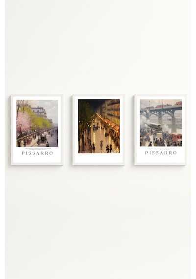 Beyaz Ahşap Çerçeveli Camille Pissarro Tablo Seti Huhu553