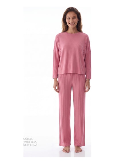 Penti Gül Kurusu Rosy Pink Uzun Kollu Pantolon Pijama Takımı Pk34