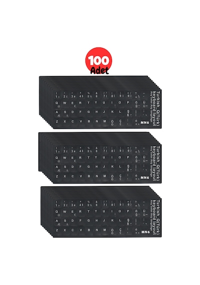 Mn6 Mtrq Türkçe Q Klavye Sticker/100 Adet-silinmez-laptop Pc Uymlu/türkçe Q Sticker