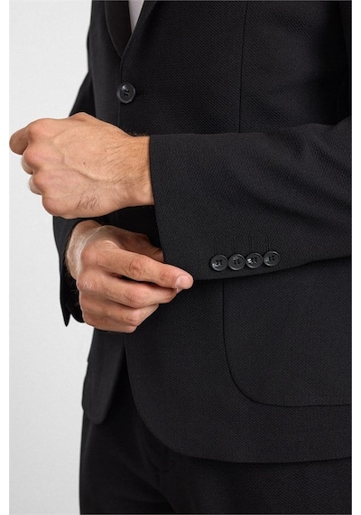 Süvari Siyah Slim Mono Yaka Düz Torba Cep 6 Drop Takım Elbise Stk1006900007-s09