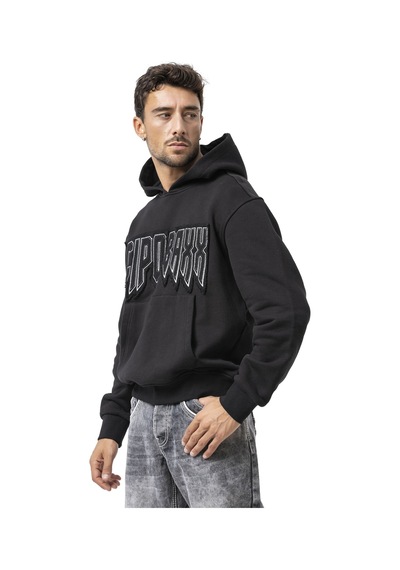 Cipo & Baxx Erkek Kapüşonlu Sweatshirt Siyah Regular Fit Cl601