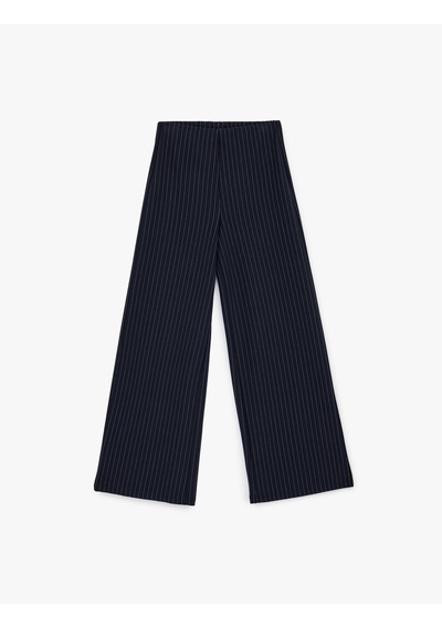 Koton Normal Bel Çizgili Geniş Paça Pantolon Beyaz Çizgili 6sak40019ek Beyaz Çizgili