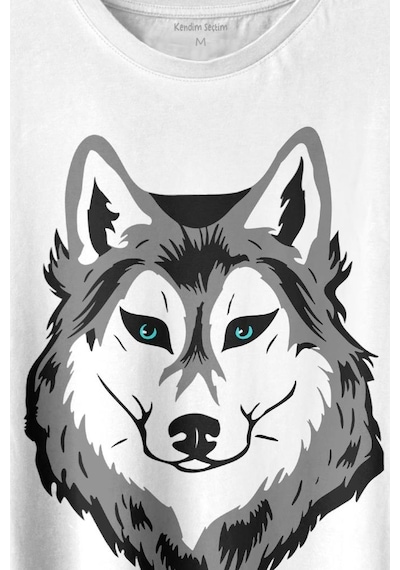 Kurt Kafası Wolf Head Bozkurt Yeşil Gözlü Baskılı Tişört Unisex T-shirt 001
