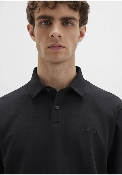 Mavi Düğme Detaylı Siyah Erkek Polo Yaka T-shirt M0613043-900 Siyah