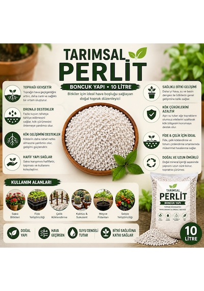 Boncuk Tarımsal Perlit 10 Litre Saksı Toprak Havalandırıcı, Drenaj Ve Fide Çelik Köklendirme Perliti Diğer