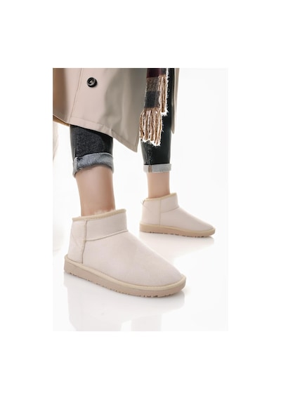 Nesilshoes Nesil Shoes Ypr 7391 Bej Süet İçi Kürklü Su İtici Kadın Bot Bej-süet