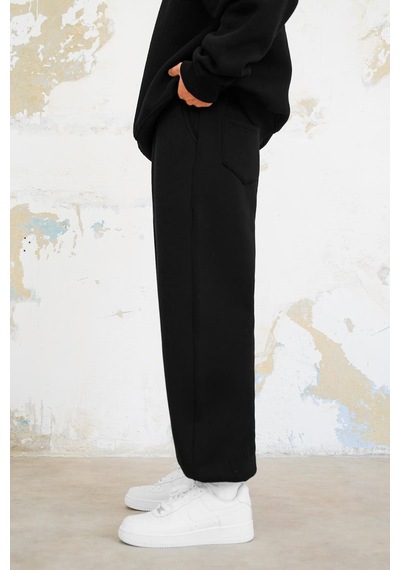 Siyah Cozy Basic Paça Lastik Oversize Eşofman Siyah
