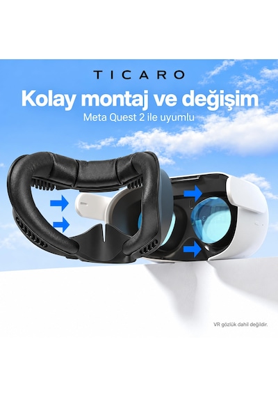 Tıcaro Meta Quest 2 İle Uyumlu Pu Yüz Pedi Ve Arayüz Çerçevesi, Siyah