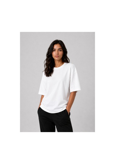 Parshey Oversize Premium Tişört 20/1 Kalın Kumaş, Unisex Street Fit Beyaz