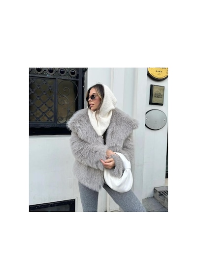 Zaya Collection Premium Suni Lolita Kürk Mont Gri