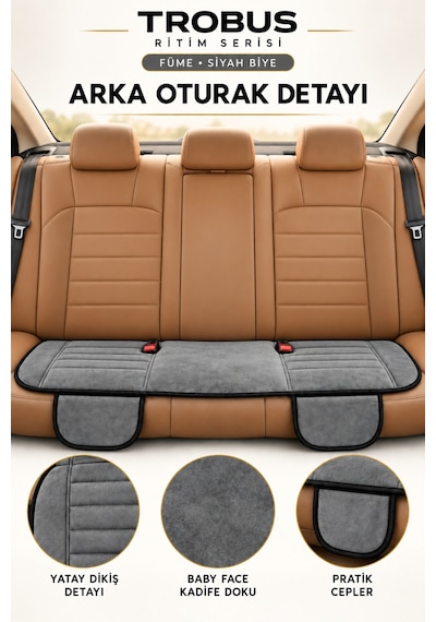 Trobus Ritim Nissan Qashqai 2007-2013 Baby Face 5'li Koltuk Minderi Füme Siyah