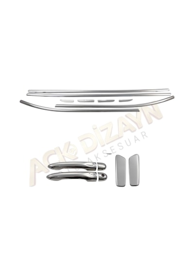 Renault Clio 4 2012-2018 2'li Krom Set Cam Çıtası + Krom Kapı Kol A+