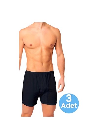 Uniquetrenders Erkek Rahat Kesim Paçalı Pamuklu Külot Boxer 3'lü Set Siyah
