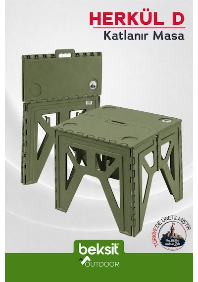 Outdoor Herkül D Katlanır Masa Haki Yeşil Yeşil Yeşil