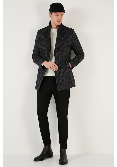 Buratti Slim Fit Tek Yırtmaçlı Düğmeli Astarlı Kaşe Erkek Kaban 5840110E Antrasit Ekoseli Buratti Slim Fit Tek Yırtmaçlı Düğmeli Astarlı Kaşe Erkek Kaban 5840110E Antrasit Ekoseli