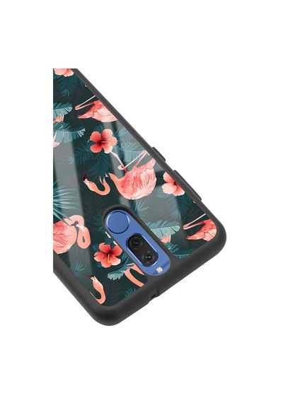 Huawei Mate 10 Lite Flamingo Leaf Tasarımlı Glossy Telefon Kılıfı Çok Renkli