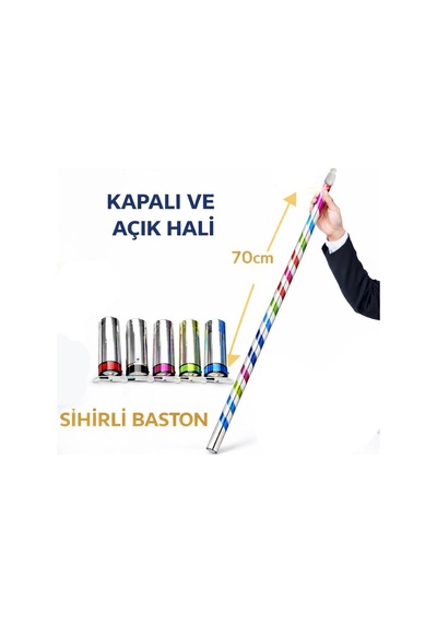 Sihirli Açılır Baston Mendilden Bastona İlizyon Oyunu 70 Cm Diğer
