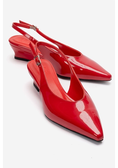 Luvishoes Rosella Kırmızı Rugan Mini Dolgu Kadın Topuklu Ayakkabı