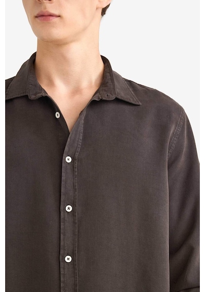 Defacto Regular Fit Gömlek Yaka Twill Uzun Kollu Gömlek G0406ax25aubn339 Kahve