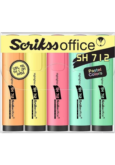 Scrikss Sh712 Pastel 5'li Fosforlu Kalem Çok Renkli