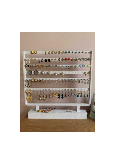 Çok Amaçlı Masaüstü Küpe Ve Takı Düzenleyici Stand - Beyaz 250x248x12mm Beyaz