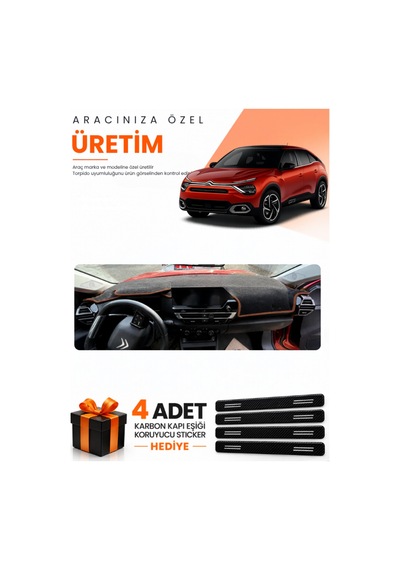 Cıtroen C4 Displaysiz 2020-2026 Uyumlu Torpido Koruma Örtüsü Oto Kılıfı - Siyah Kahverengi