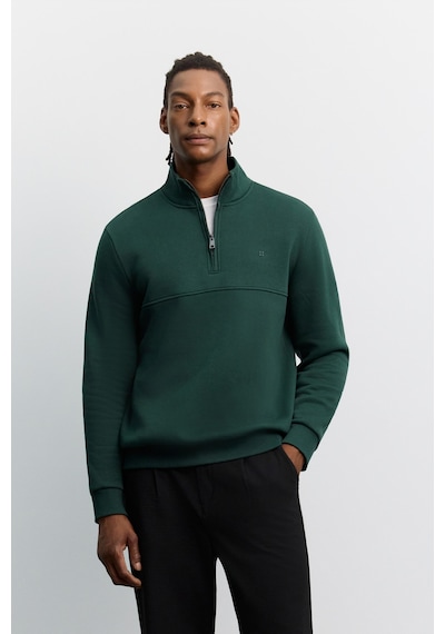 Avva Erkek Koyu Yeşil Dik Yaka Fermuarlı -5 Dereceye Dayanıklı Regular Fit Sweatshirt A62y1351