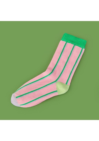 Soft Çizgili Çorap - Pembe Çok Renkli