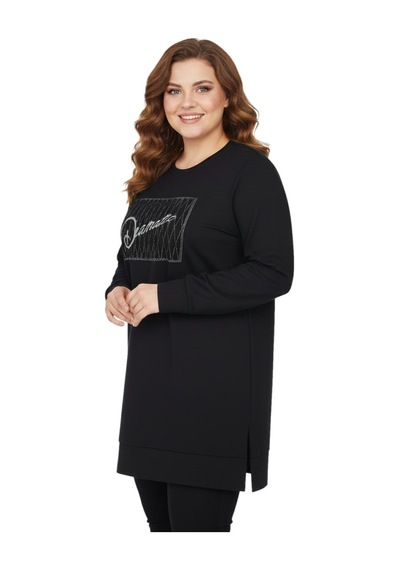 Caftan Kadın Siyah Sıfıryaka Taşlı Tunik Bgl-st05086 Siyah