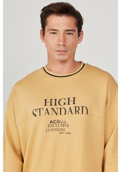 AC&Co / Altınyıldız Classics Erkek Hardal Oversize Bol Kesim Bisiklet Yaka Pamuklu Baskılı Sweatshirt Hardal AC&Co / Altınyıldız Classics Erkek Hardal Oversize Bol Kesim Bisiklet Yaka Pamuklu Baskılı Sweatshirt Hardal