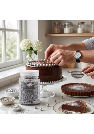Gümüş Sanding Şeker 50 Gr Pasta, Kurabiye Ve Cupcake İçin Parlak Dekor Şekeri