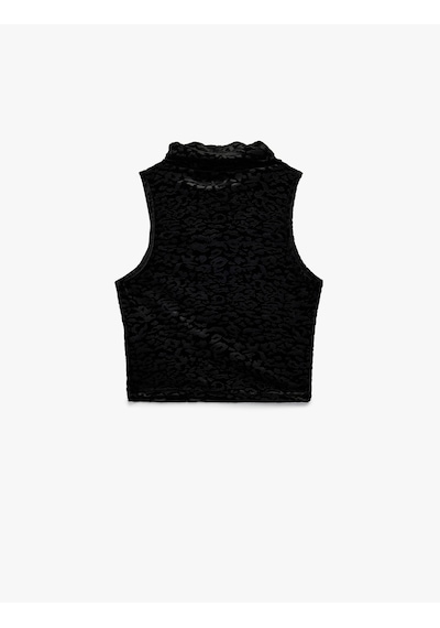 Koton Slim Fit Kolsuz Balıkçı Yaka Leopar Dokulu Crop Kadife Bluz Siyah 6wak10030ek Siyah Koton Slim Fit Kolsuz Balıkçı Yaka Leopar Dokulu Crop Kadife Bluz Siyah 6wak10030ek Siyah