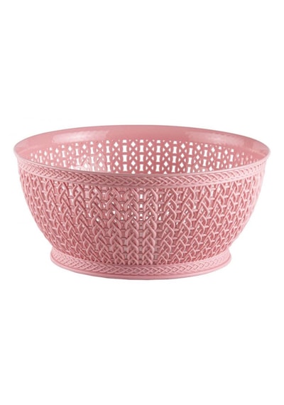 Yuvarlak Örgü Sepet 3,5 Lt Round Knitting Basket 3,5 L Pudra Pembe
