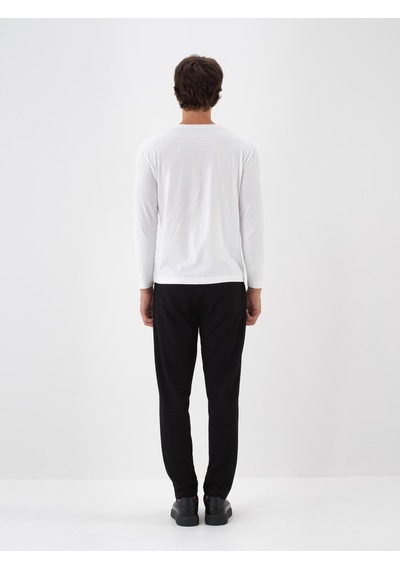Xint Beyaz Slim Fit Bisiklet Yaka Modal Uzun Kol Tişört 502153