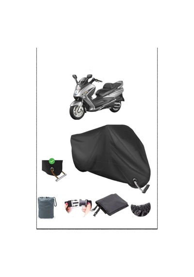 Siyah Sym Gts250 Dayanıklı Kilit Uyumlu Su Geçirmez Motosiklet Brandası