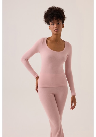 Los Ojos X Ece Pembe Modal Kumaşlı Uzun Kollu Eşofmanlı Pijama Takımı Ribbed Pj2 Pembe Pembe