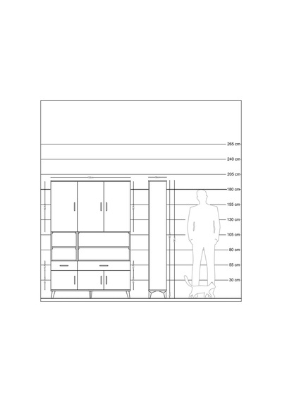 Arges Dolap 8 Raflı 2 Çekmeceli 6 Kapaklı 132x30x195 Antrasit... Antrasit